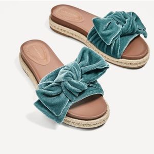 🔴 NEW Zara Velvet Bow Slides